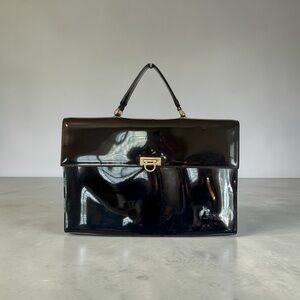 Beijo Black Patent Women’s Laptop Briefcase With Organization Compartments